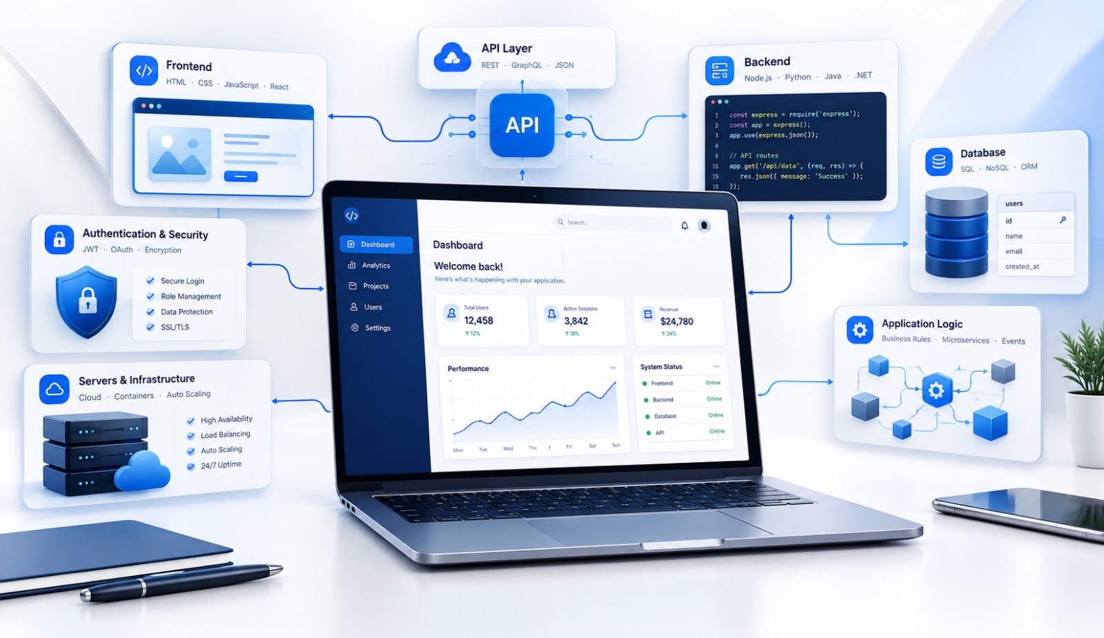 Full-stack development services for secure, scalable, and high-performance web applications