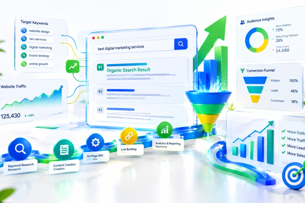 SEO and digital marketing strategy for increasing website visibility and online growth